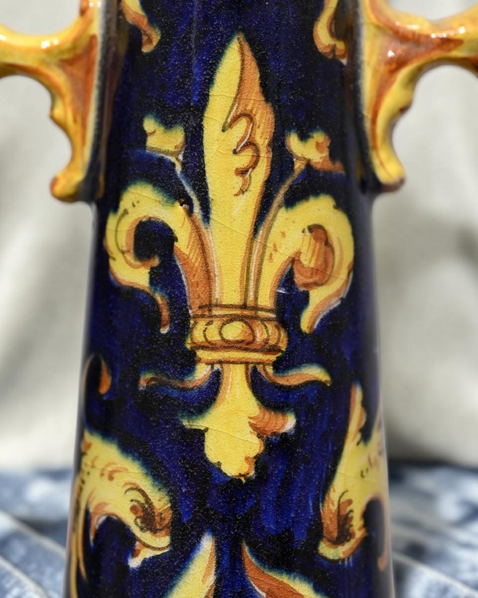 Coppia Di Candelieri In Ceramica Policroma - Italia Inizio XX Secolo-photo-2
